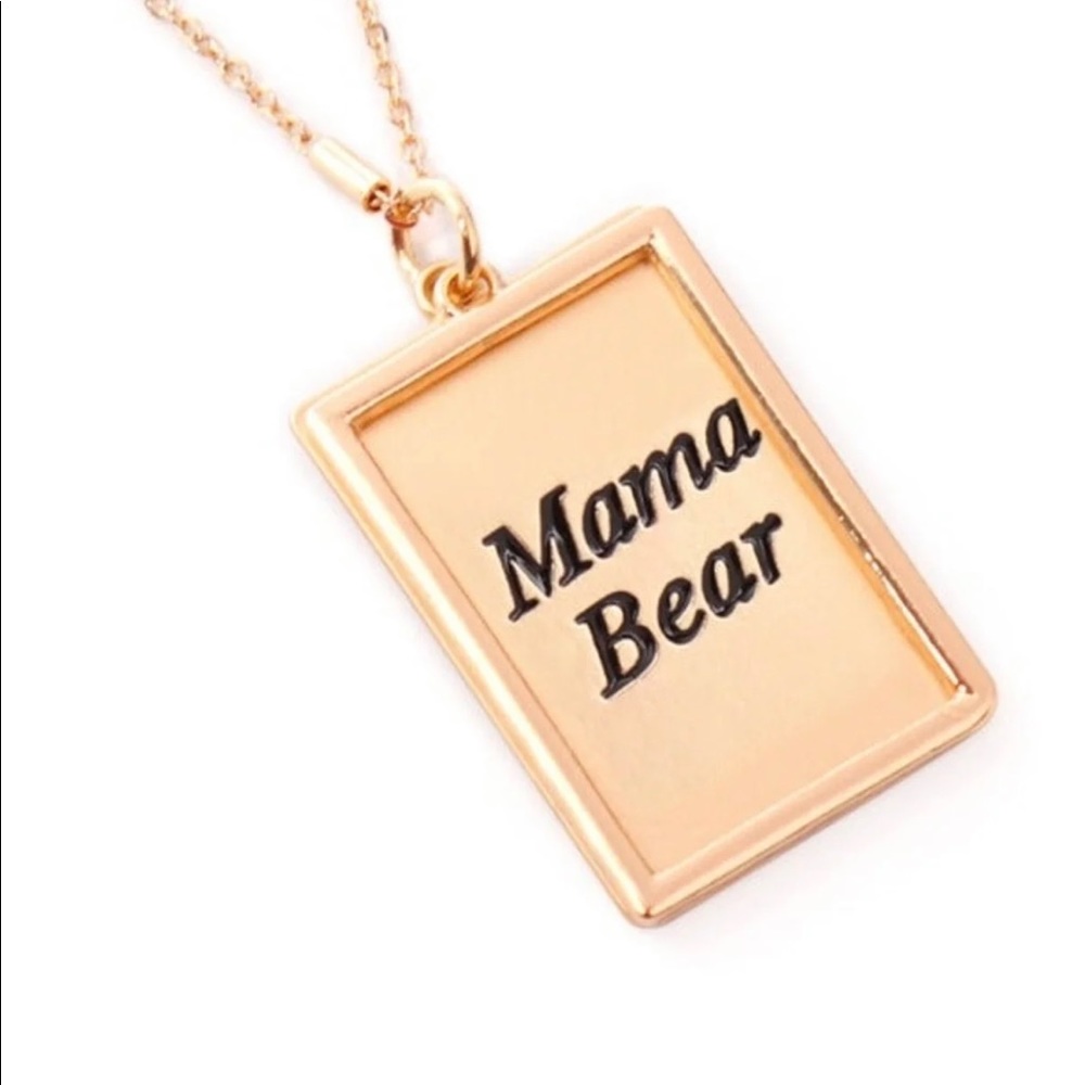 Mama Bear Long Gold Necklace NWT